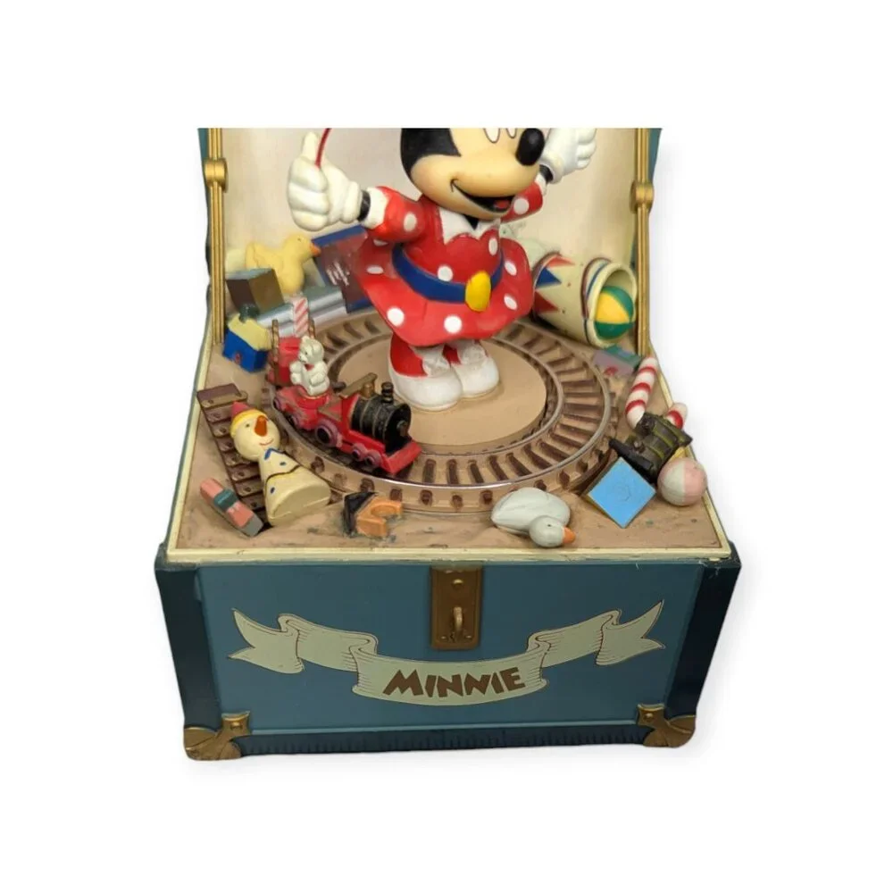 Vintage Disney Schmid Minnie's Toy Chest Hand Painted Music Box Minnie's YooHoo